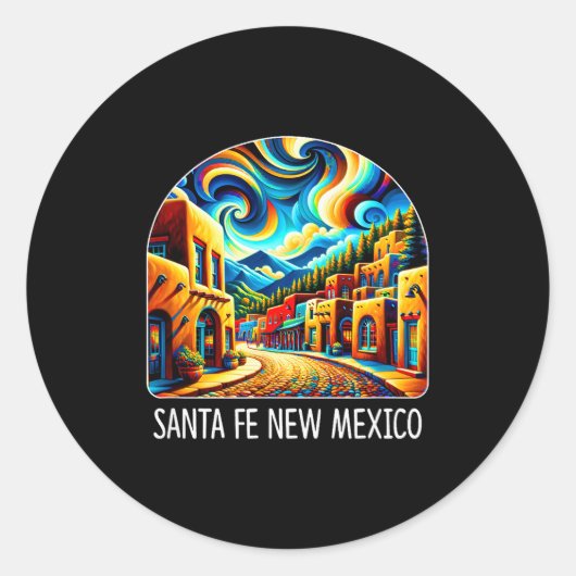 Santa Fe New Mexico - Expressionism Art - Runder Aufkleber (Vorderseite)