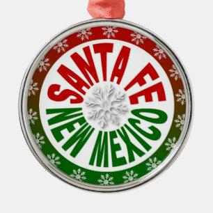 Santa Fe New Mexico Rot-Ornament Silbernes Ornament