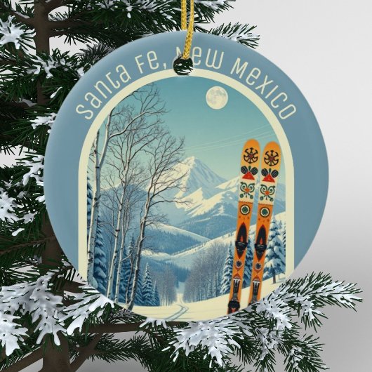 Santa Fe New Mexico ski souvenir  Keramik Ornament