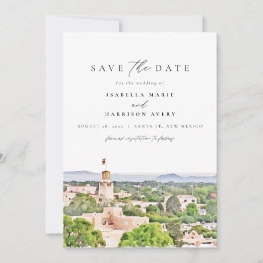 SANTA FE New Mexico Skyline Save the Date Einladung (Vorderseite)