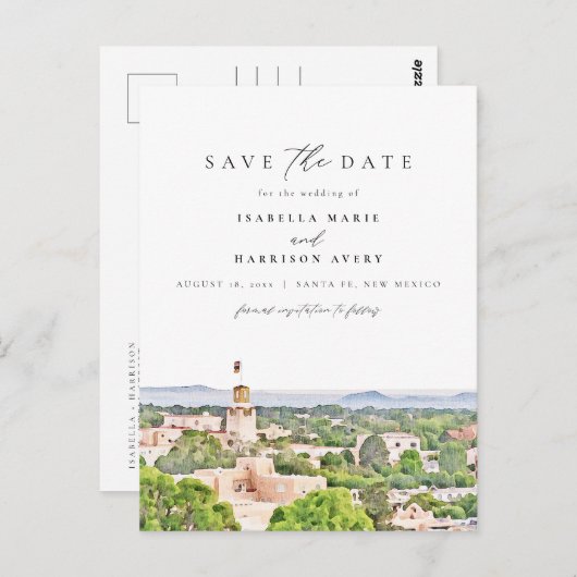 SANTA FE New Mexico Skyline Save the Date Postkarte (Vorne/Hinten)