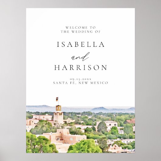 SANTA FE New Mexico Skyline Wedding Willkommen Poster (Vorne)