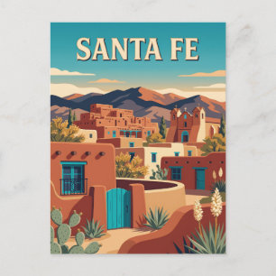 Santa Fe New Mexico Southwest Retro-Reiseplakat Postkarte