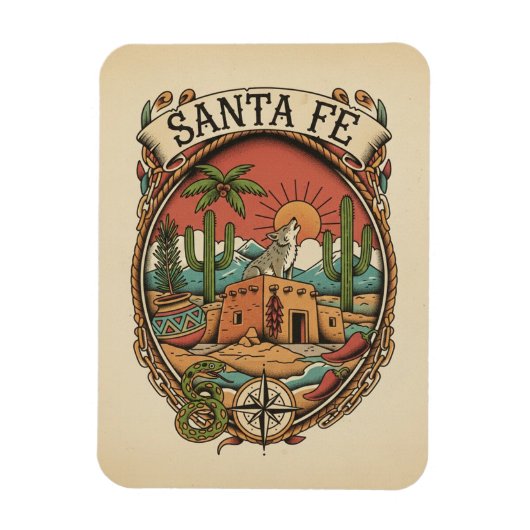 Santa Fe New Mexico Travel Magnet (Vertikal)