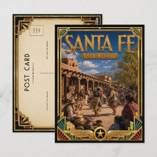 Santa Fe New Mexico Vintage Art Deco Golden Age Postkarte