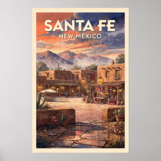 Santa Fe New Mexico Vintage Reise Poster