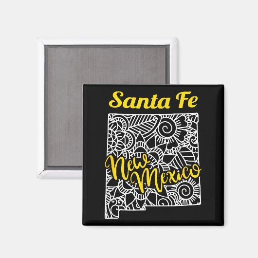 Santa Fe Nm - New Mexico City With Mandala Magnet (Vorderseite/Rückseite)