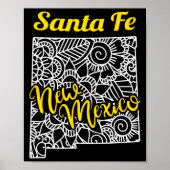 Santa Fe Nm - New Mexico City With Mandala Poster (Vorne)