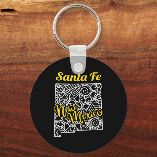 Santa Fe Nm - New Mexico City With Mandala Schlüsselanhänger (Vorderseite)
