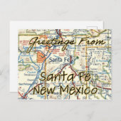 Santa Fe NM Vintage Map Postkarte (Vorne/Hinten)