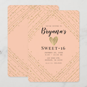 Santa Fe Rosa & Gold Glitzer Sweet 16 Geburtstag Einladung