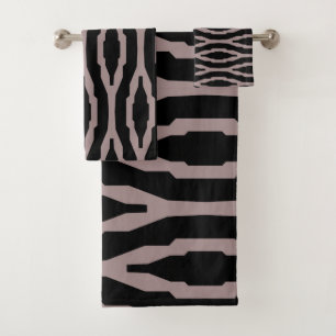 Santa Fe Rosa und Schwarzes geometrisches modernes Badhandtuch Set