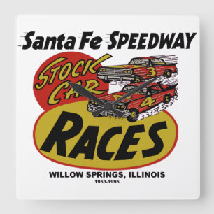 Santa Fe Speedway, Willow Springs, IL 1953-1995 Quadratische Wanduhr
