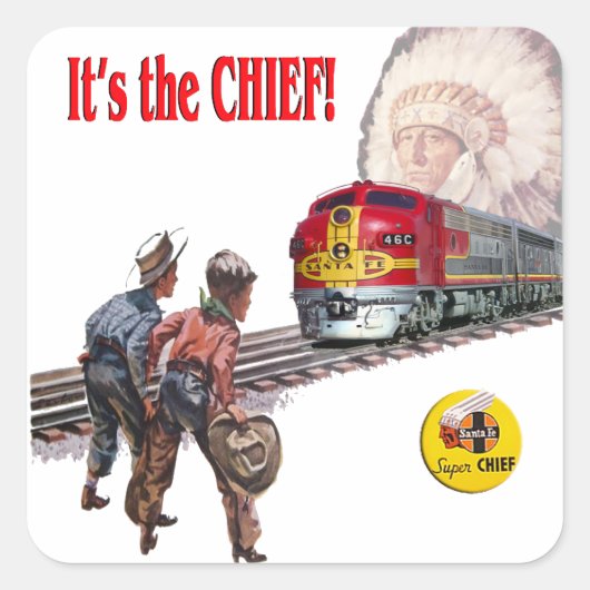 Santa Fe Super Chief Zugaufkleber Quadratischer Aufkleber (Vorderseite)