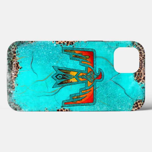 Santa Fe Thunderbird Türkise Marble Leopard Case-Mate iPhone Hülle (Rückseite (Horizontal))