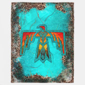 Santa Fe Thunderbird Türkise Marble Leopard Fleecedecke (Vorderseite)