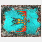 Santa Fe Thunderbird Türkise Marble Leopard Fleecedecke (Vorderseite (Horizontal))