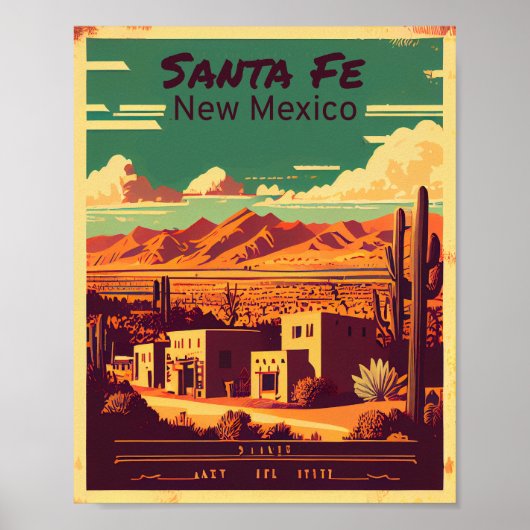 Santa Fe Vintage Kunst Poster (Vorne)