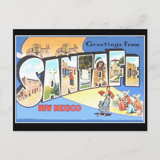 Santa Fe Vintage Travel Card Postkarte (Vorderseite)