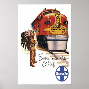 Santa Fe Zug Poster Vintage USA Eisenbahnen Druck