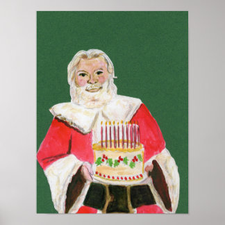 Santa-Feier-Grün-Hintergrund Poster