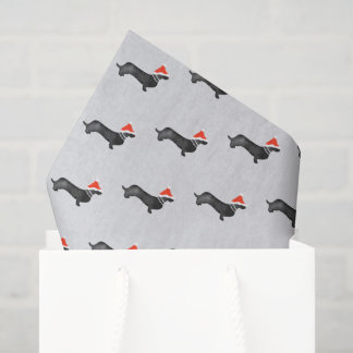 Santa-Feiertag-Weihnachten-Dachshund-Aquarell-schw Seidenpapier