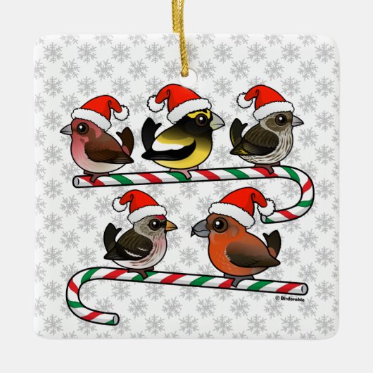 Santa Finches Keramikornament (Vorderseite)