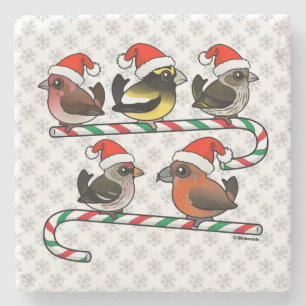 Santa Finches Steinuntersetzer