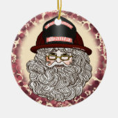 Santa Firefighter Keramik Ornament (Vorne)