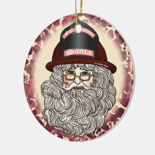 Santa Firefighter Keramik Ornament (Links)