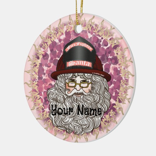 Santa Firefighter-Ornament Keramik Ornament (Links)