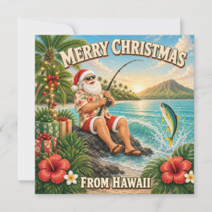 Santa fischt auf Hawaii-Shirt Weihnachten
