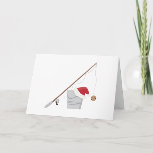 Santa Fishing Feiertagskarte (Vorderseite)