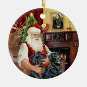 Santa - flaches Retriever Keramikornament