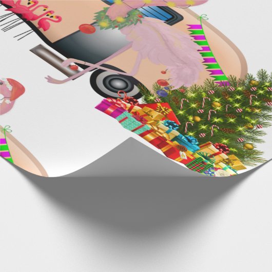 Santa-Flamingo-Anhänger Geschenkpapier (Ecke)