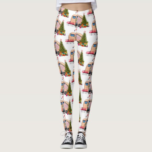 Santa-Flamingo-Anhänger Leggings (Vorderseite)