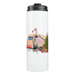 santa flamingo anhänger thermosbecher