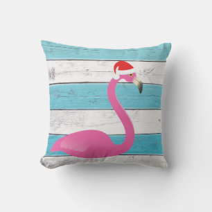 Santa Flamingo auf gestreiftem Kissen im Freien Für Draußen