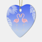 Santa Flamingo Beach Liebe Weihnachtsfeier Keramik Ornament (Links)