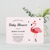 Santa Flamingo Christmas Baby Dusche Einladung (Stehend Vorderseite)