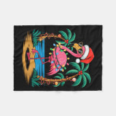 Santa Flamingo Christmas Lights Trocal Palms Tree Fleecedecke (Vorderseite (Horizontal))