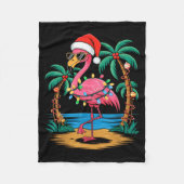 Santa Flamingo Christmas Lights Trocal Palms Tree Fleecedecke (Vorderseite)