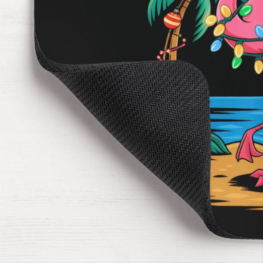 Santa Flamingo Christmas Lights Trocal Palms Tree Mousepad (Ecke)