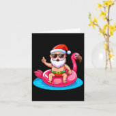 Santa Flamingo Floatie Beach Funny Christmas in Ju Karte (Gelbe Blume)