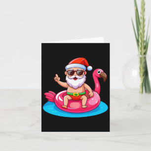 Santa Flamingo Floatie Beach Funny Christmas in Ju Karte