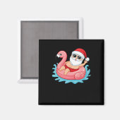Santa Flamingo Floatie Funny Christmas In July Sum Magnet (Vorderseite/Rückseite)