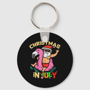 Santa Flamingo Floatie Funny Christmas In July Sum Schlüsselanhänger