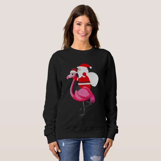Santa Flamingo Floatie Funny Christmas July Summer Sweatshirt (Vorne ganz)