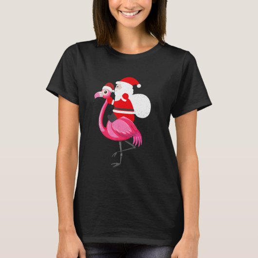 Santa Flamingo Floatie Funny Christmas July Summer T-Shirt (Vorderseite)