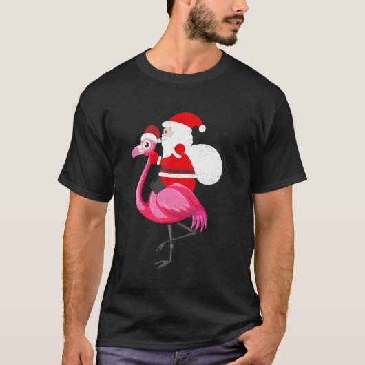 Santa Flamingo Floatie Funny Christmas July Summer T-Shirt (Vorderseite)